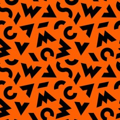 Poster - Abstract Animalistic Seamless Pattern. Vector Orange and Black Background. Stylized Leopard Skin