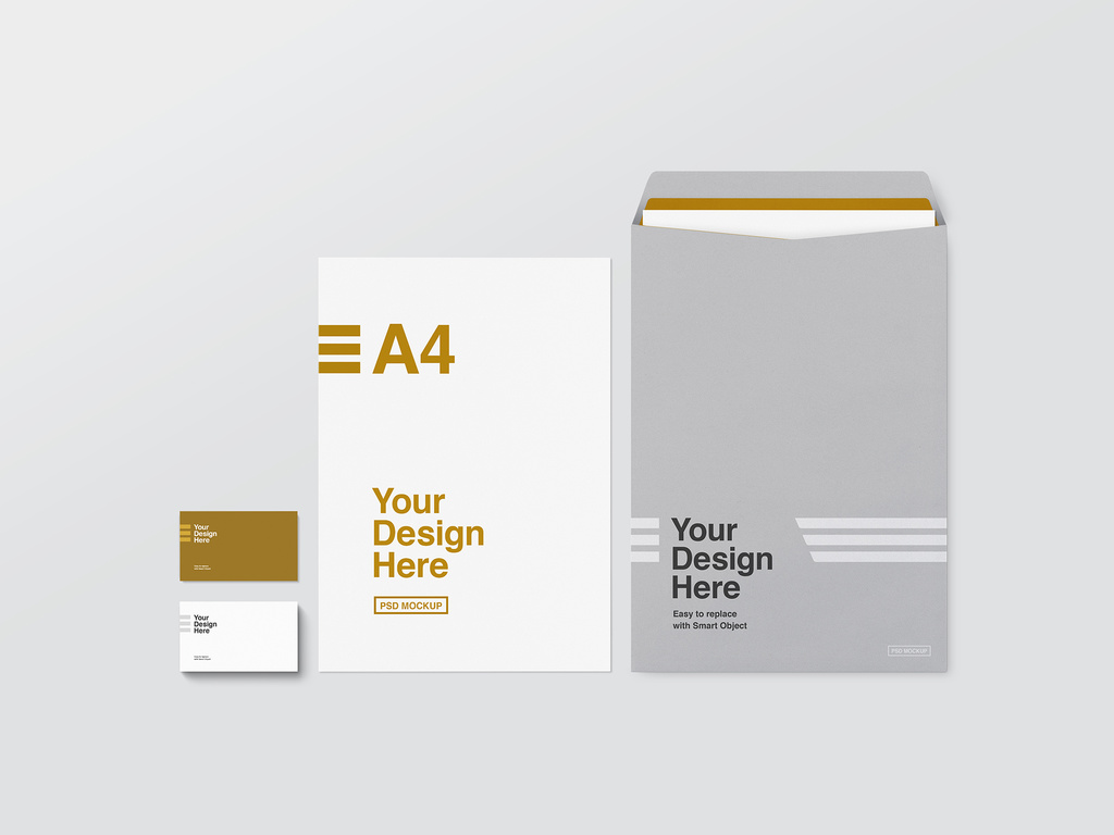 Envelope, A4 & Business Card Mockup - Avelina Studio