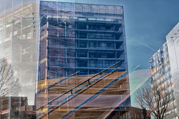 Wall Mural - construction double exposure