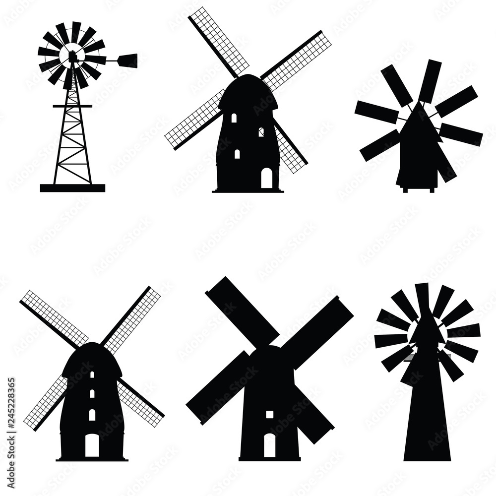 windmill icon old and retro object - obrazy, fototapety, plakaty 