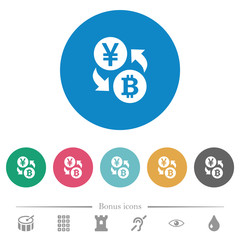 Sticker - Yen Bitcoin money exchange flat round icons