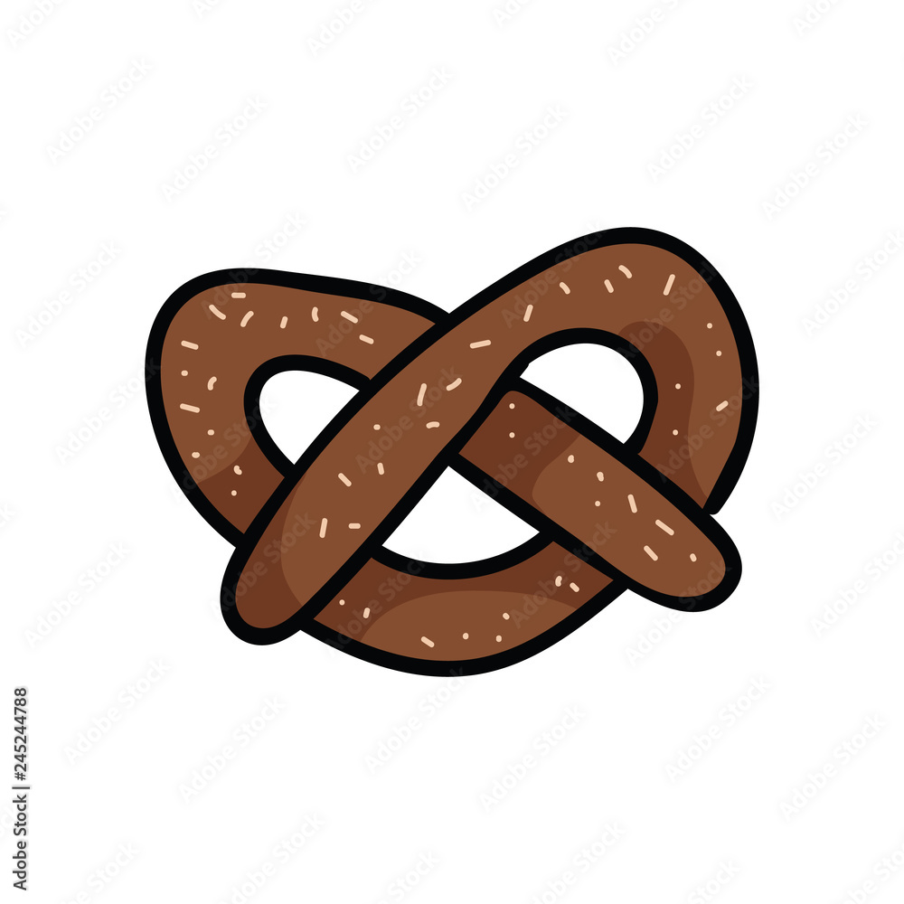 Cute pretzel cartoon vector illustration motif set Stock Vector | Adobe ...