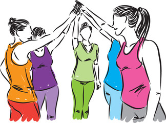 fitness women team illustration