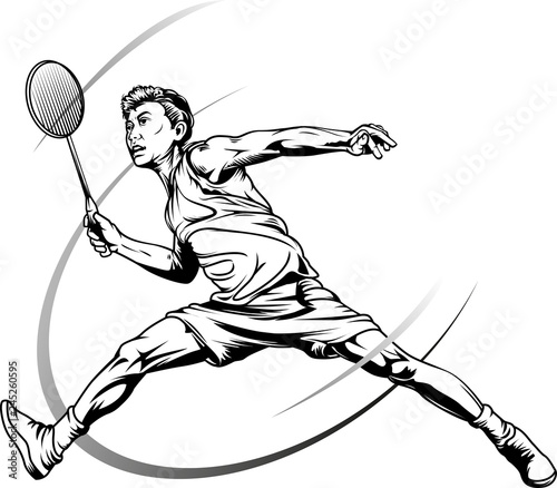 Vector Illustration Sketch Or Drawing Male Badminton Player In Action Buy This Stock Vector And Explore Similar Vectors At Adobe Stock Adobe Stock