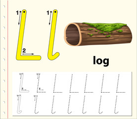 Letter L tracing alphabet worksheets