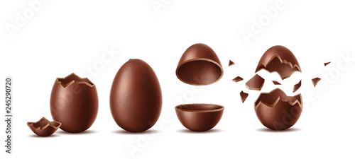 Fotografía Vector realistic chocolate eggs set easter symbol