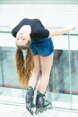 Sticker - Young woman riding roller skates