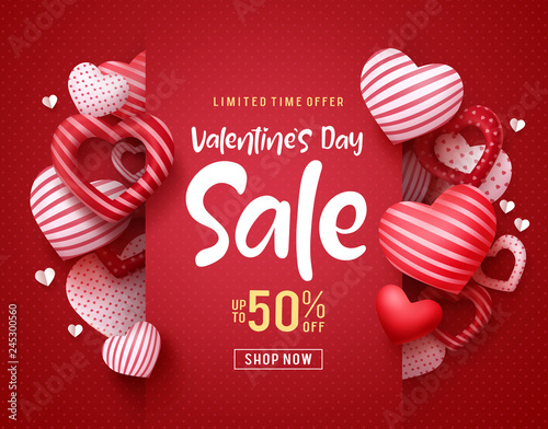 Valentines day sale vector banner Poster Mural XXL