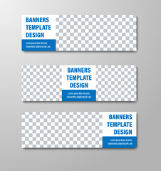 Poster - Design of vector white horizontal web banners with place for photo and text.