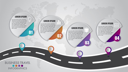 Wall Mural - timeline infographics template 4 options design with a road way and navigational pointers place for 