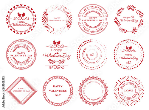 Frames with greeting phrases for Valentine's Day. Happy Valentine's Day.