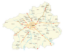 Road Map Of Czech Region Stredocesky Kraj (Central Bohemian)