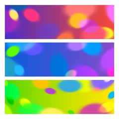 Poster - Vector Colorful Horizontal Banners with Bright Shapes. Abstract Blurred Texture for Parties, Celebrations and Carnivals.