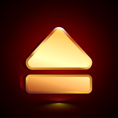 3D stylized Eject icon. Golden vector icon. Isolated symbol illustration on dark background.