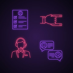 Sticker - Customer retention and loyalty neon light icons set