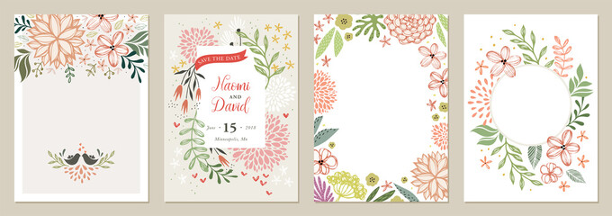 set of floral universal artistic templates. good for greeting cards, invitations, flyers and other g