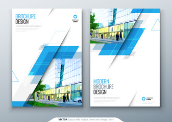 Wall Mural - Brochure template layout design. Corporate business annual report, catalog, magazine, flyer mockup. Creative modern bright concept with rhombus shape