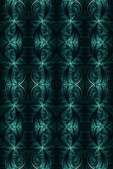 Poster - Abstract 3d computer generated unique green fractals shapes patterns artwork
