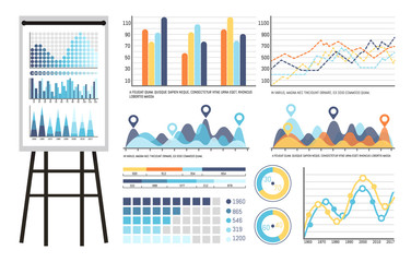 Poster - infographics and tables on whiteboard presentation