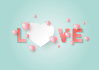 Wall Mural - Love with hearts with copy space for Valentine's day and wedding card vector illustration