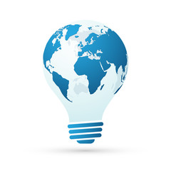 Wall Mural - bulb with globe blue abstract business concept view of europe