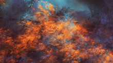 Abstract Blue And Orange Fantastic Clouds. Colorful Fractal Background. Digital Art. 3d Rendering.