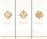 Fototapeta Boho - Set of vector emblem. Elegant, classic elements. Can be used for jewelry, beauty and fashion industry. Great for logo, monogram, invitation, flyer, menu, brochure, background, or any desired idea.