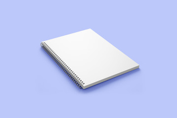 Spiral-bound book cover mockup isolated on white / grey background