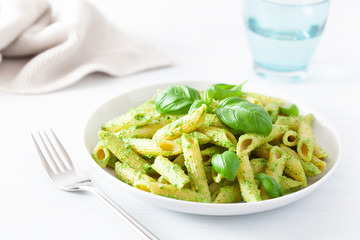 Wall Mural - penne pasta with spinach basil pesto sauce