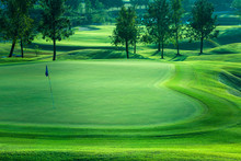 Golf Course Beautiful Turf And Putting Green, Golf Course In Thailand.