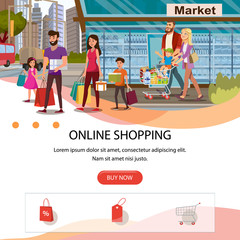 Wall Mural - Online Shopping Flat Vector Landing Page Template