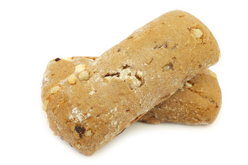 cranberry and chocolate cookies on a white background