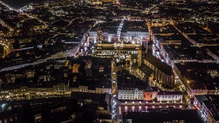 Wall Mural - Krakow old city 4k night hyper lapse