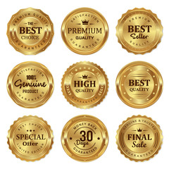 set of luxury gold badges and labels