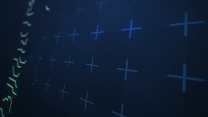 Wall Mural - Abstract Blue Lines Growing on Digital Screen Forming Processor Icon Seamless with DOF Blur. Digital Technology Looped 3d Animation. 4k Ultra HD 3840x2160