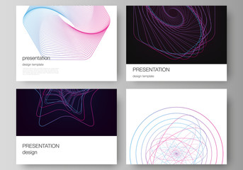 Poster - Vector illustration of the editable layout of the presentation slides design business templates. Random chaotic lines that creat real shapes. Chaos pattern, abstract texture. Order vs chaos concept.