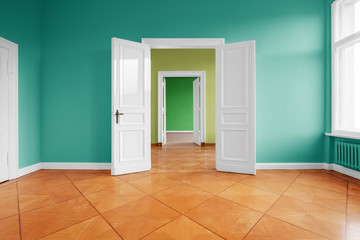 Wall Mural - empty apartment room with wooden floor 