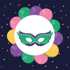 Poster - carnival mask with balloons helium around