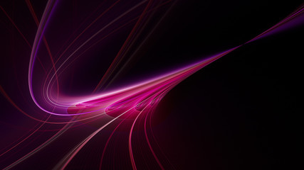 Poster - Abstract red background element on black. Fractal graphics. Three-dimensional composition of glowing lines and mption blur traces. Movement and innovation concept.