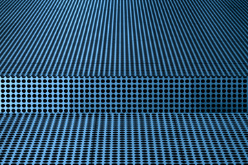 Wall Mural - Black dots form abstract repeating pattern on blue metallic surface