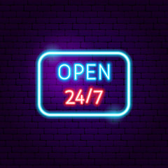 Sticker - Open 24 7 Neon Sign