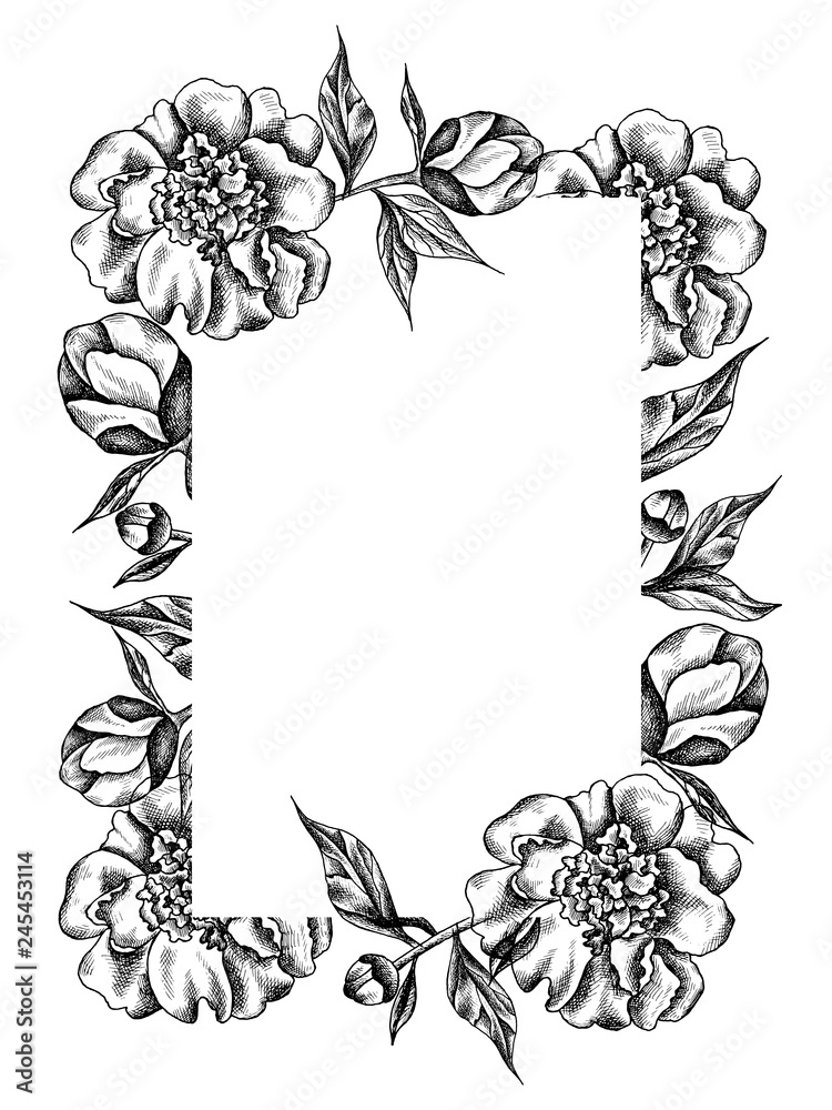 vintage flower outline