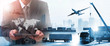 © sittinan - Transportation, import-export, commercial logistic, shipping business industry, container truck, ship in port and freight cargo plane