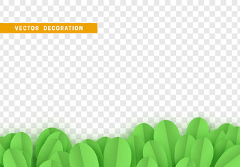 Wall Mural - green leaves art paper flat, with transparent background. vector illustration