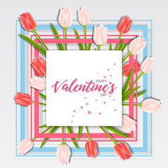 Wall Mural - Happy Valentines Day greeting card template with typography text happy valentine`s day. valentines day lettering with valentine heart - Valentine Background.