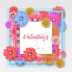 Wall Mural - Happy Valentines Day greeting card template with typography text happy valentine`s day. valentines day lettering with valentine heart - Valentine Background.