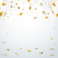 Canvas Print - Golden confetti isolated. Festive background. 