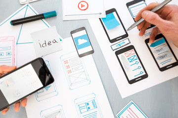 Design development of graphic web applications for mobile phones. User experience concept.  