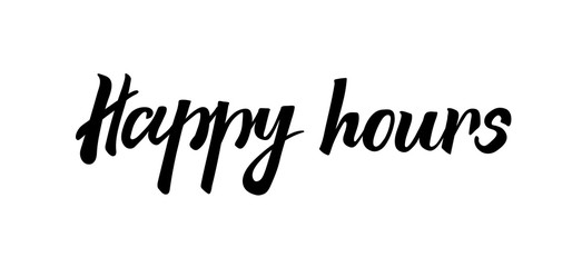 Wall Mural - happy hours hand drawing lettering. Special offer