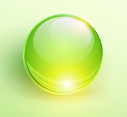 Poster - Glass green ball, 3D shiny background